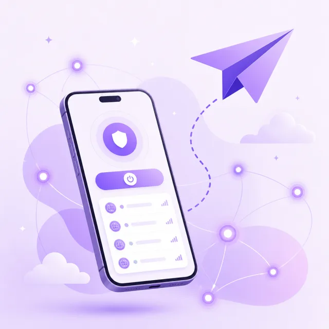 Illustration of the v2flyNG Android client paper plane